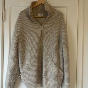 DISSH Beige Ribbed Cowl Neck Sweater
